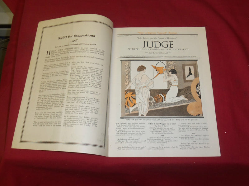 1922 JULY 15 JUDGE MAGAZINE - HER DUMB-BELLS - ILLUSTRATIONS & STORIES - B 6114