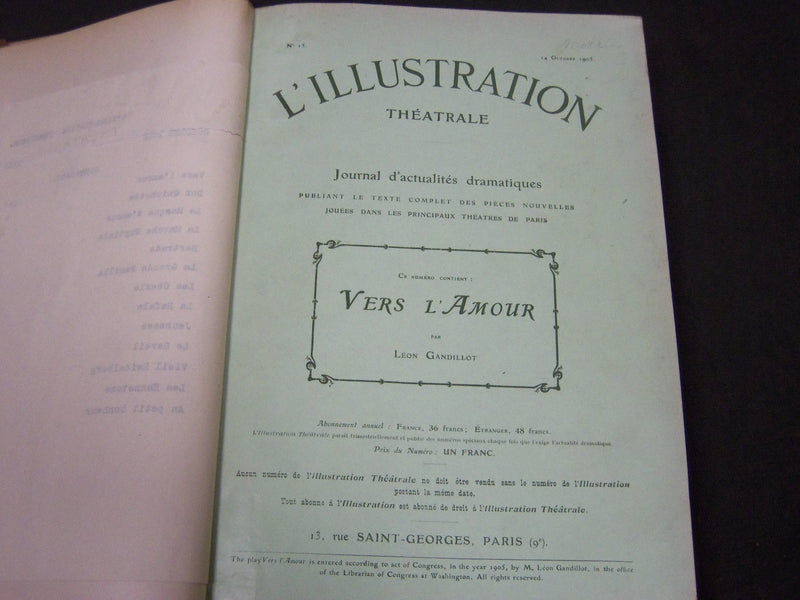 1905-1906 L'ILLUSTRATION THEATRALE BOUND VOLUME - WONDERFUL ILLUS. - KD 78
