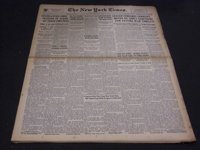 1935 APRIL 18 NEW YORK TIMES - LEAGUE CENSURES GERMANY - NT 4852