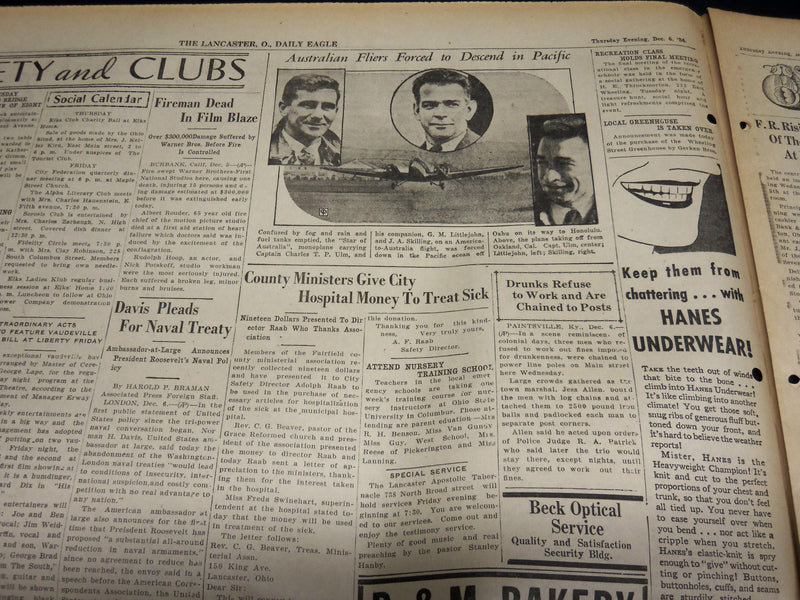 1934 THE LANCASTER DAILY EAGLE NEWSPAPER LOT OF 2 ISSUES - OHIO - NP 4860