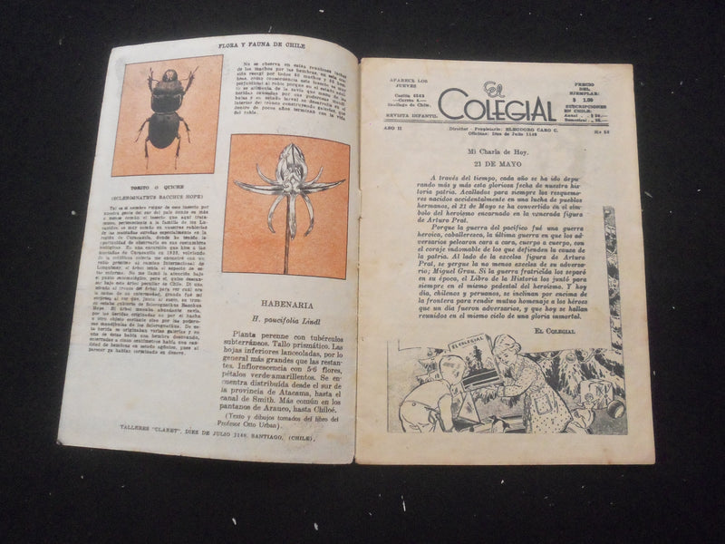 1942 MAY 21 EL COLEGIAL MAGAZINE- STORIES & CARTOONS - SPANISH TEXT - SP 6377X