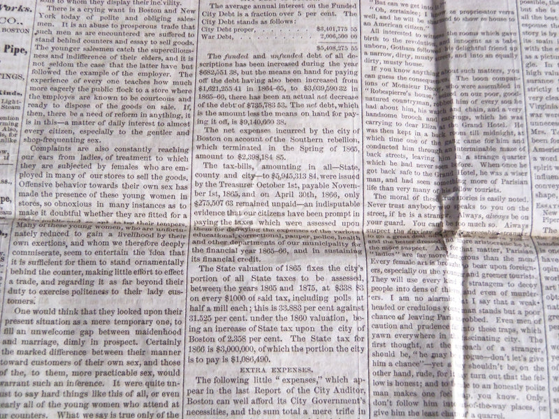 1866 DEC 22 THE COMMERCIAL BULLETIN BOSTON NEWSPAPER - STREET LIGHTS - NP 4186