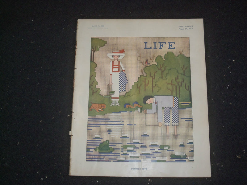 1913 AUGUST 14 LIFE MAGAZINE - SUMMER JOYS - NICE ILLUSTRATED COVER - ST 6490
