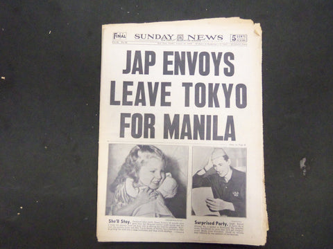1945 AUGUST 19 NEW YORK SUNDAY NEWS - JAP ENVOYS LEAVE TOKYO FOR MANILA- NP 2280
