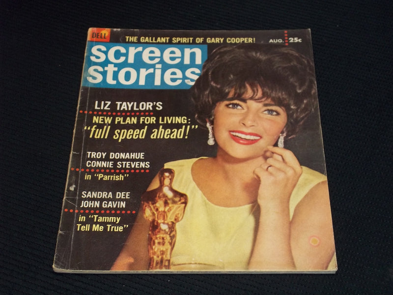 1961 AUGUST SCREEN STORIES MAGAZINE - LIZ TAYLOR FRONT COVER - E 14133