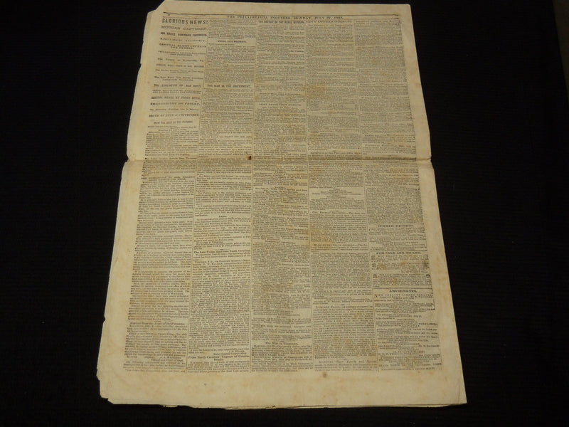 1863 JULY 27 PHILADELPHIA INQUIRER NEWSPAPER - CHARLESTON MAP - NP 8996