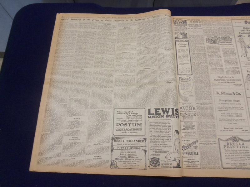 1919 MAY 8 N.Y. TIMES-ON LUSITANIA DAY ALLIES DICTATE A PEACE-BAUM DEAD- NT 9241
