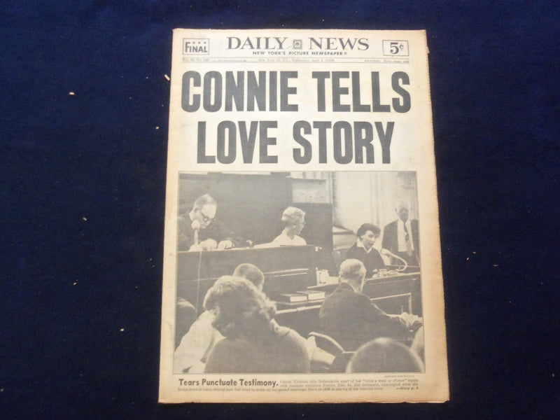 1959 APR 8 NEW YORK DAILY NEWS NEWSPAPER - CONNIE TELLS LOVE STORY - NP 6755