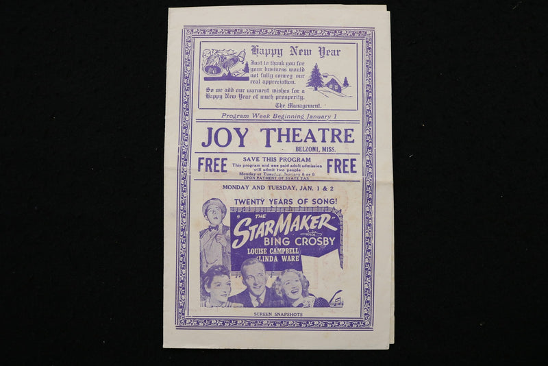 1940'S JOY THEARE PROGRAM - LOT OF 4 - BELZONI, MISSISSIPPI - K 2816