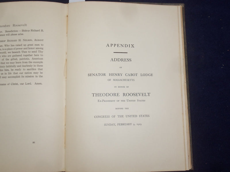 1919 A MEMORIAL TO THEODORE ROOSEVELT - STATE OF NY- HARDCOVER BOOK BY - KD 9098
