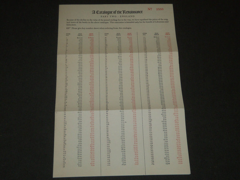 1940-1942 A CATALOGUE OF THE RENAISSANCE PART TWO LOT OF 3 - KD 2099U