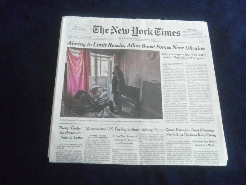 2022 MARCH 24 NEW YORK TIMES - AIMING TO LIMIT RUSSIA, ALLIES BOOST FORCES