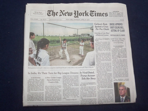 2023 APRIL 27 NEW YORK TIMES - CARLSON'S TEXTS IGNITED CRISIS FOR FOX CHIEFS