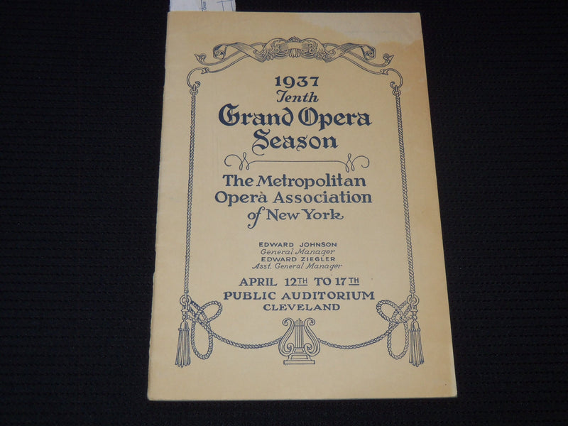 1937 TENTH GRAND OPERA SEASON PROGRAM - CLEVELAND - RUSTICANA - J 8015