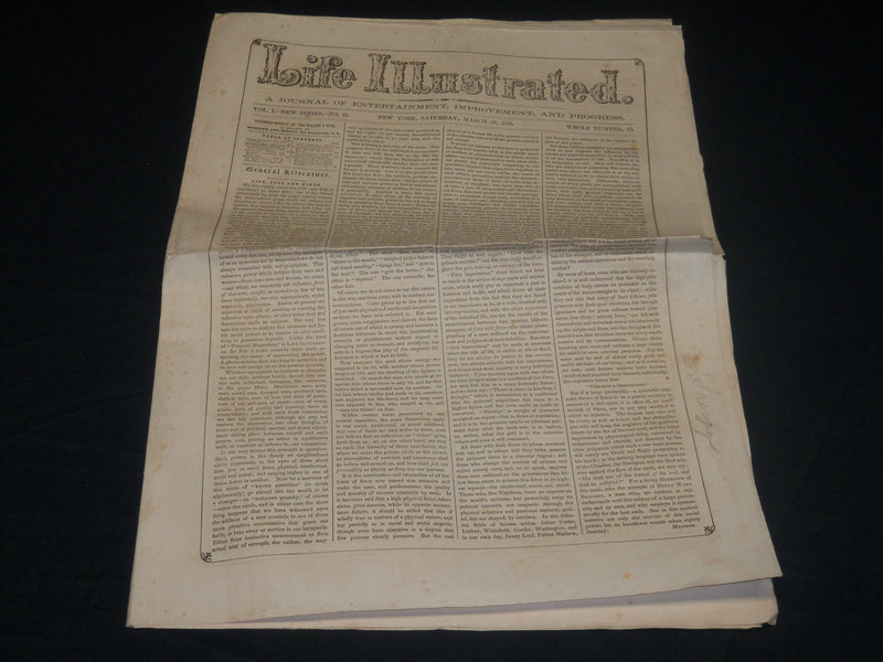 1856 MARCH 22 LIFE ILLUSTRATED NEWSPAPER - DRY GOODS BUSINESS IN NY - NP 4803