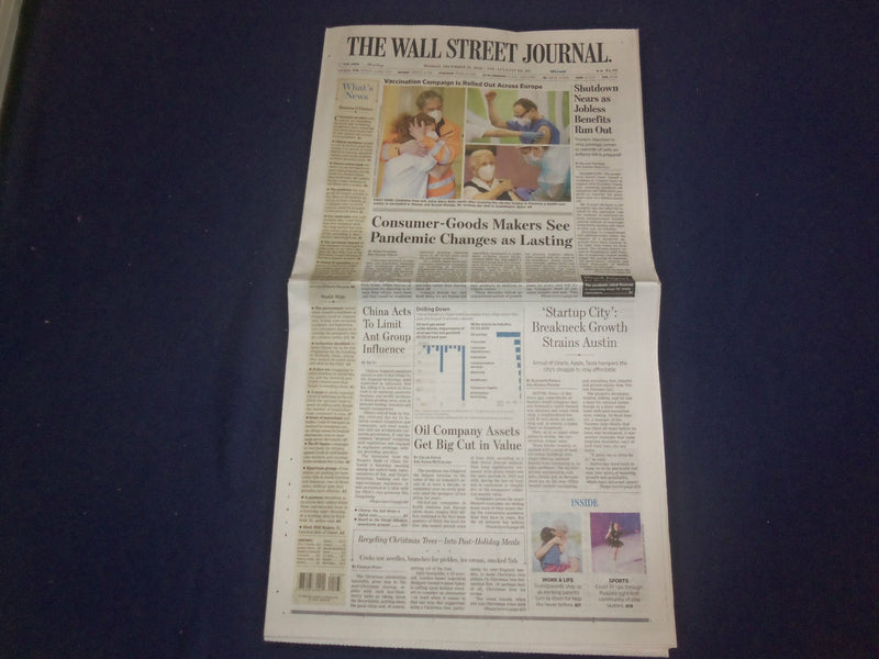 2020 DECEMBER 28 THE WALL STREET JOURNAL -SHUTDOWN NEARS AS JOBLESS BENEFITS OUT