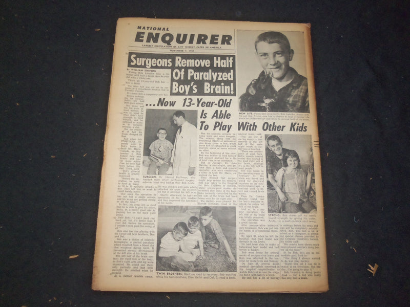 1965 NOV 7 NATIONAL ENQUIRER NEWSPAPER -MENTAL PATIENT FREED, KILLS DAD- NP 7399