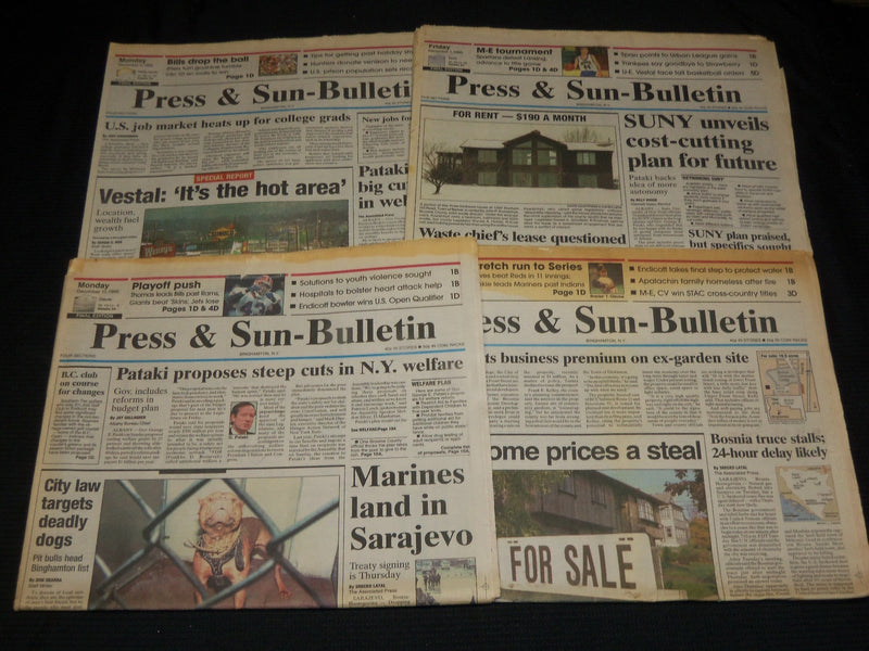 1989-1999 BINGHAMTON PRESS & SUN BULLETIN NEWSPAPERS LOT OF 35 - NP 1335A
