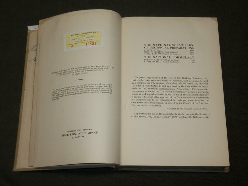 1926-1946 THE NATIONAL FORMULARY BOUND VOLUME LOT OF 4 - KD 5676A