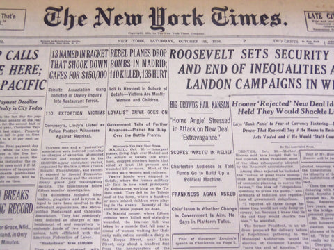 1936 OCT 31 NEW YORK TIMES - REBEL PLANES DROP BOMBS IN MADRID - NT 2101