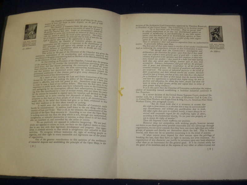 1918 LAW AND ORDER S. F. CHAMBER OF COMMERCE ADDRESS BY FREDERICK KOSTER- J 4833