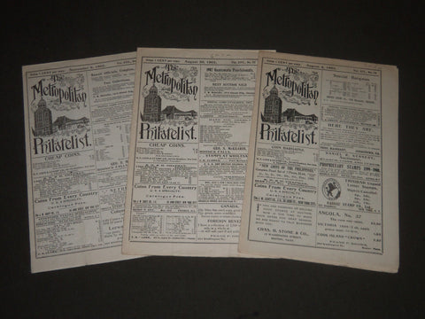 1902-1903 METROPOLITAN PHILATELIST MAGAZINE LOT OF 3 DIFFERENT - J 2449