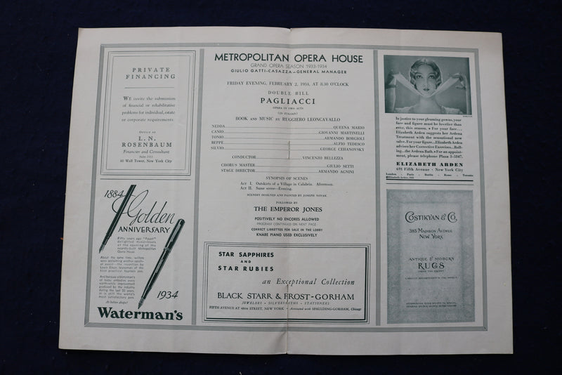 1929-1934 METROPOLITAN OPERA HOUSE PROGRAMS - LOT OF 4 - K 1699
