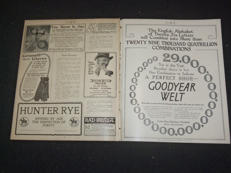 1911 MAY 11 LIFE MAGAZINE - JOY RIDER'S NUMBER - THE REAL THING - ST 6453