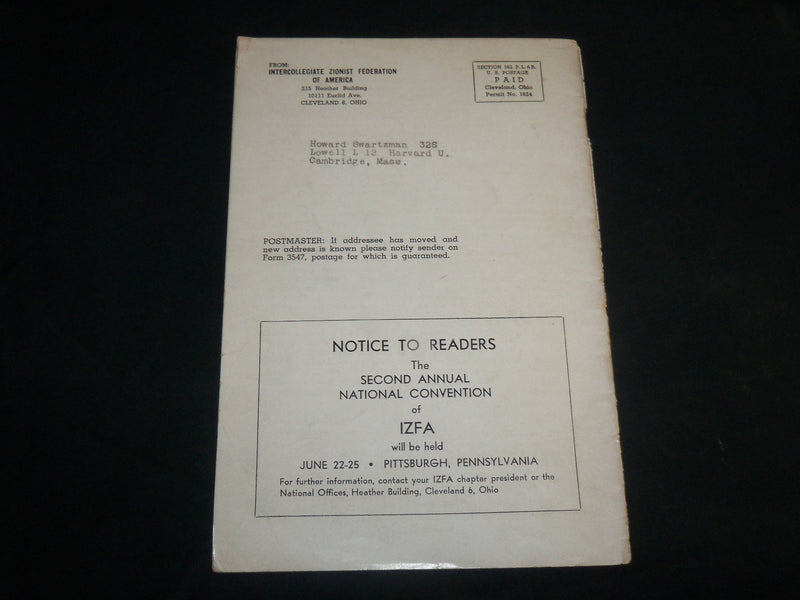 1947 MAY THE STUDENT ZIONIST MAGAZINE - NATIONALISM OR CLASS - J 6775
