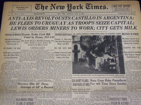 1943 DECEMBER 4 NEW YORK TIMES - ANTI AXIS REVOLT OUSTS CASTILLO - NT 1062