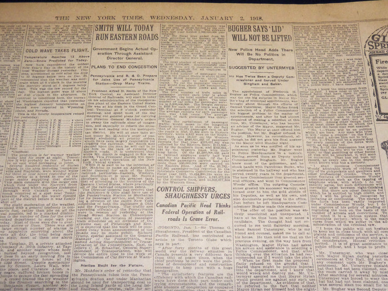 1918 JANUARY 2 NEW YORK TIMES - APPOINTMENTS BY MAYOR HYLAN - NT 7911