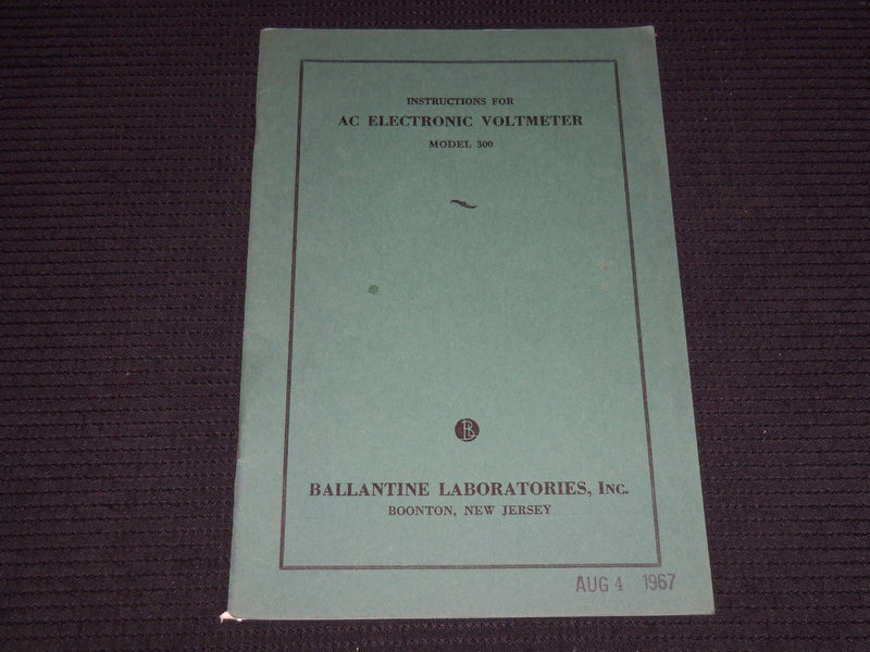 1965 INSTRUCTIONS FOR AC ELECTRONIC VOLTMETER MODEL 300 - BOONTON NJ - J 7577
