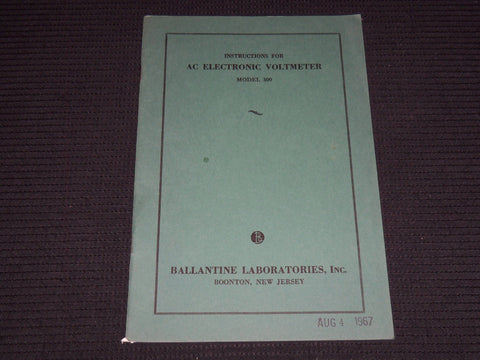 1965 INSTRUCTIONS FOR AC ELECTRONIC VOLTMETER MODEL 300 - BOONTON NJ - J 7577