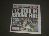 2017 DECEMBER 29 NEW YORK POST NEWSPAPER - 12 DEAD IN BRONX FIRE