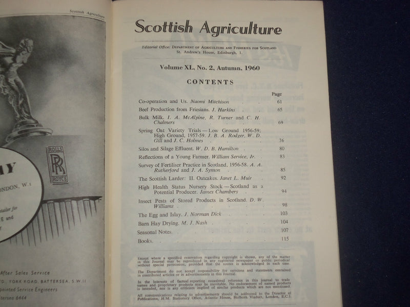 1960 SCOTTISH AGRICULTURE MAGAZINE - LOT OF 3 - J 6004