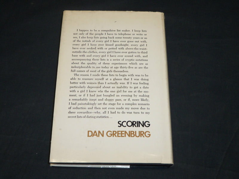 1972 SCORING A SEXUAL MEMOIR BOOK INSCRIBED BY DAN GREENBURG - FIRST EDN - D 408
