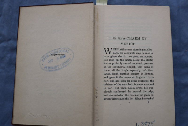 1907 THE SEA-CHARM OF VENICE HARDCOVER BOOK BY STOPFORD A. BROOKE - K 687