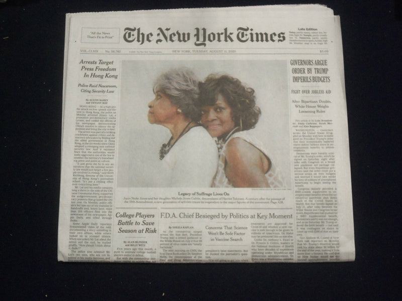 2020 AUGUST 11 NEW YORK TIMES-LEGACY OF SUFFRAGE LIVES ON-100 YRS 19TH AMENDMENT