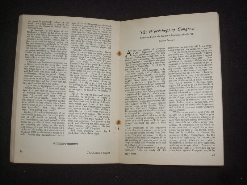 1928 MAY THE READER'S DIGEST SOFTCOVER BOOK - NUMBER 73 - J 9915
