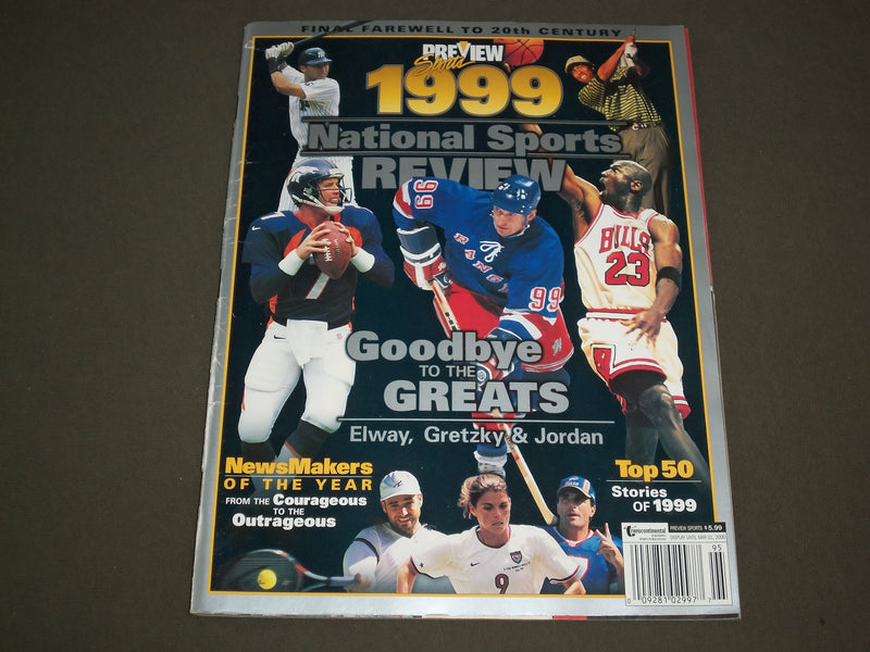 1999 NATIONAL SPORTS REVIEW MAGAZINE - ELWAY, GRETZKY, AND JORDAN - SP 9759