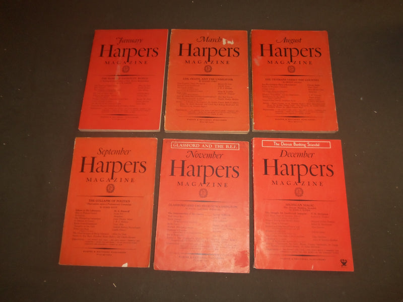 1931-33 HARPER'S MONTHLY MAGAZINE - LOT OF 10-STORIES & ILLUSTRATIONS - WR 1000E
