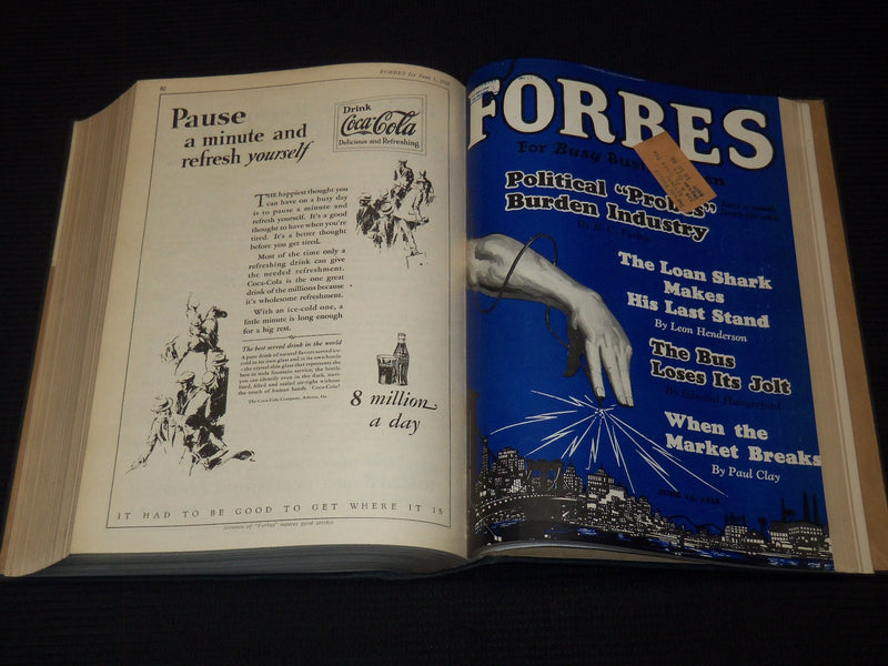 1928 JANUARY 1-JUNE 15 FORBES MAGAZINE BOUND VOLUME - NICE ADS - R 10H