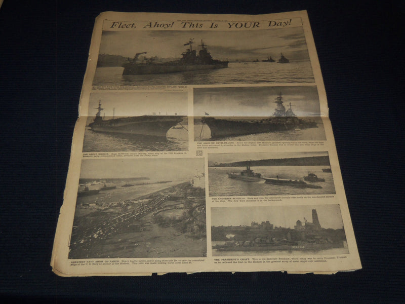 1945 OCTOBER 27 NEW YORK WORLD TELEGRAM - TRUMAN DEDICATES CARRIER - NP 4252N