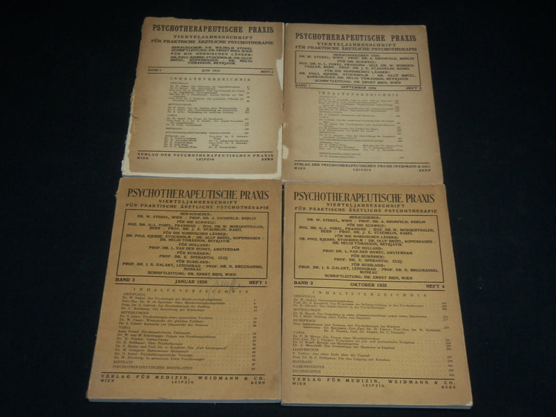 1934-1936 PSYCHOTHERAPEUTISCHE PRAXIS GERMAN MAGAZINE LOT OF 4 ISSUES - WR 572H