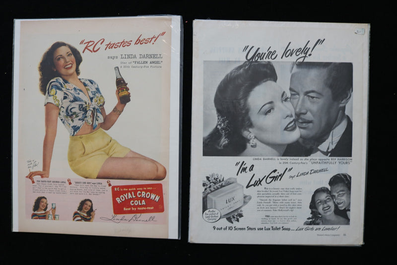 1940'S-1950'S LINDA DARNELL MAGAZINE ADVERTISEMENTS - LOT OF 33 - O 3795
