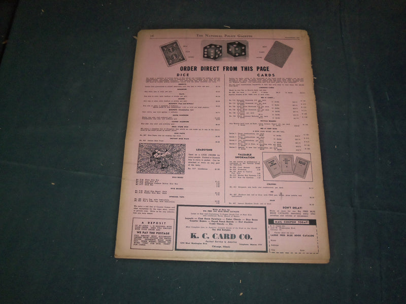 1941 NOVEMBER THE NATIONAL POLICE GAZETTE MAGAZINE - ANNE MACE - B 5889