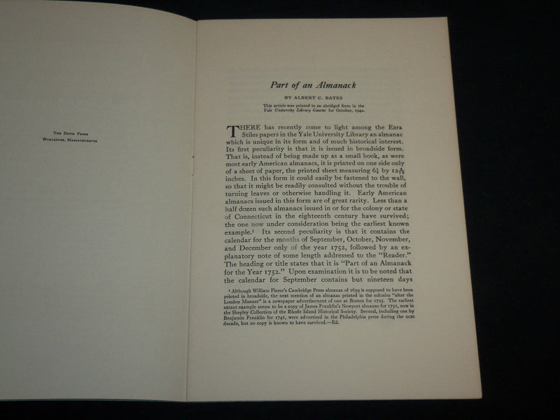 1943 PART OF AN ALMANACK SOFTCOVER BOOK BY ALBERT C. BATES - J 6827