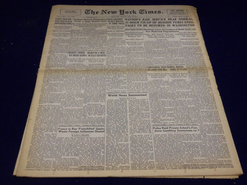 1946 MAY 20 NEW YORK TIMES - RAIL SERVICE NEAR NORMAL - NT 2970