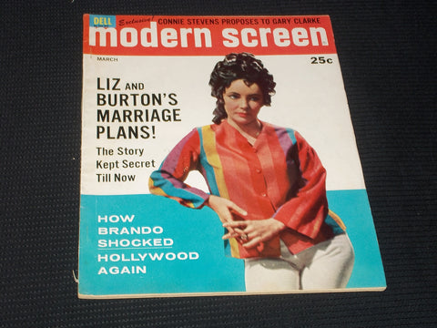 1963 MARCH MODERN SCREEN MAGAZINE - ELIZABETH TAYLOR FRONT COVER - E 3913