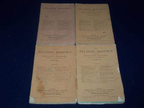 1883 THE ATLANTIC MONTHLY MAGAZINE LOT OF 4 ISSUES - GREAT WRITERS - WR 148